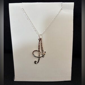 Sterlind Silver 925 Initial “A” Pendant & Necklace 19”
